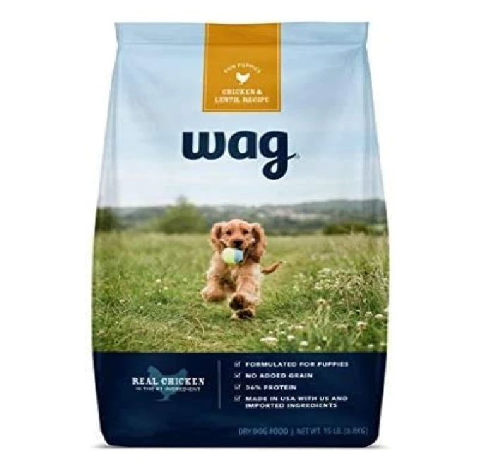 Amazon Brand Wag Grain Free Dry Dog Food for Puppies Chicken Lentil Recipe