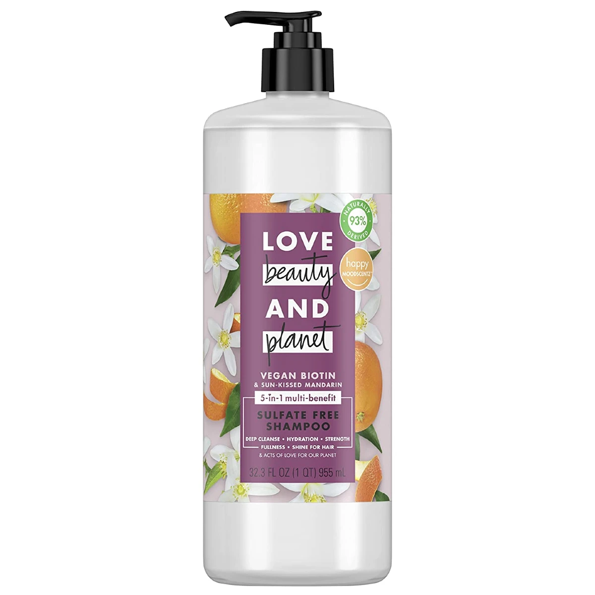 Love Beauty And Planet Sulfate Free Deep Cleanse Volumize Shine Vegan Biotin Sun Kissed Mandarin 5 in 1 Multi Benefit Nourishing Shampoo