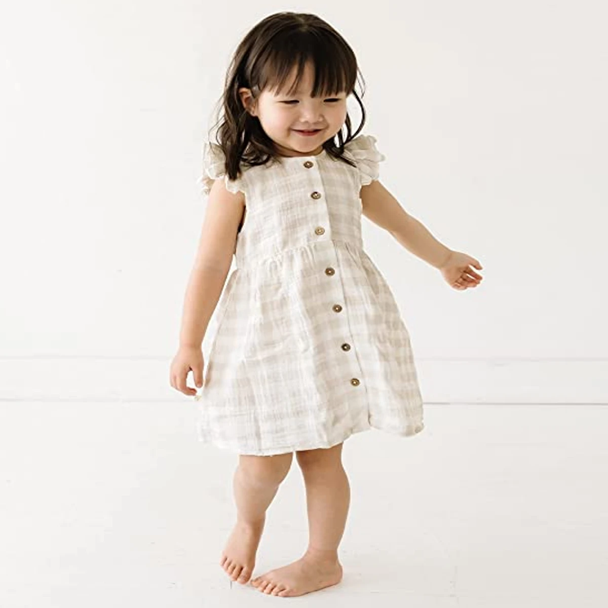 Makemake Organics 100 Organic Newborn Clothes Girls Flutter Henley Dress Summer Muslin Toddler Little Girls