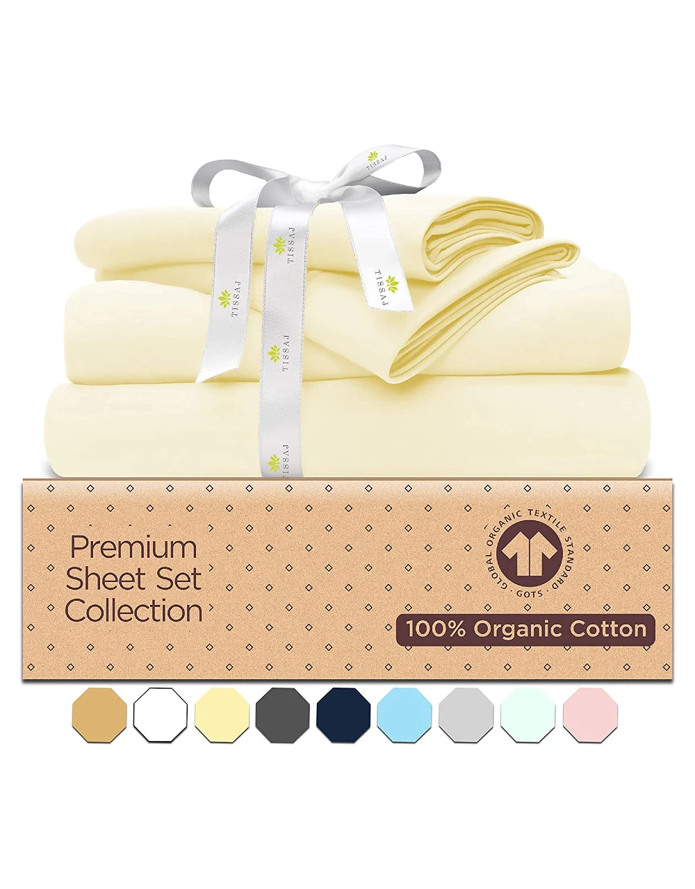 Tissaj 100 Organic sheets Full Size Bedding Set GOTS Certified